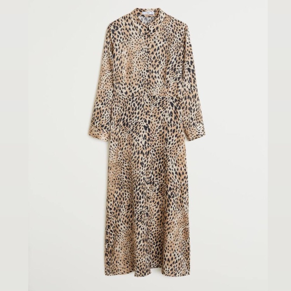 Mango Leopard-print shirt dress